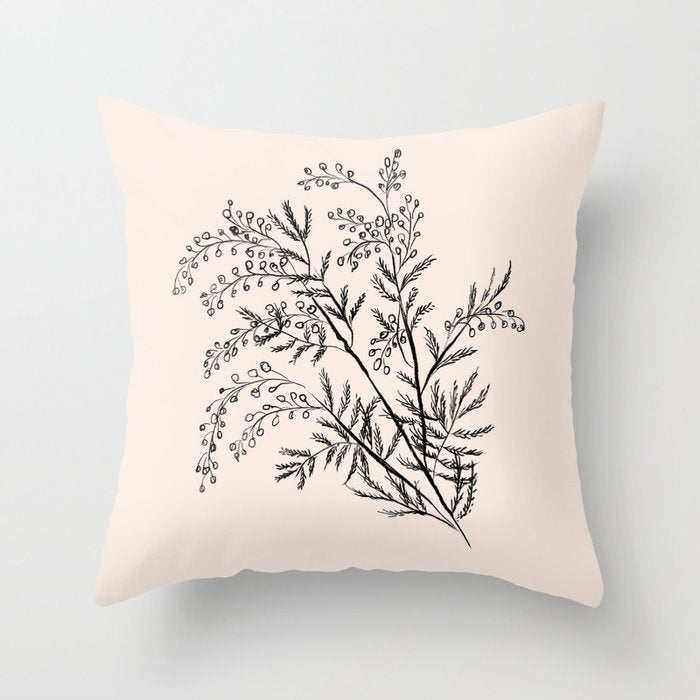 Minimal Acacia Branch Throw Pillow Gallery Image 1
