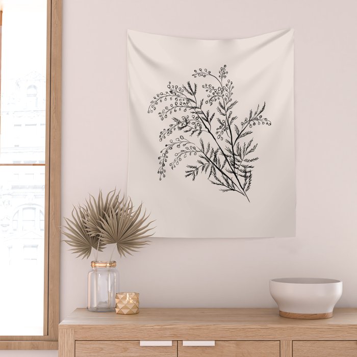 Minimal Acacia Branch Wall Tapestry Gallery Image 2