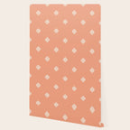 Peach Dot Flower - Minimal Vintage Floral Pattern Wallpaper Gallery Image 2