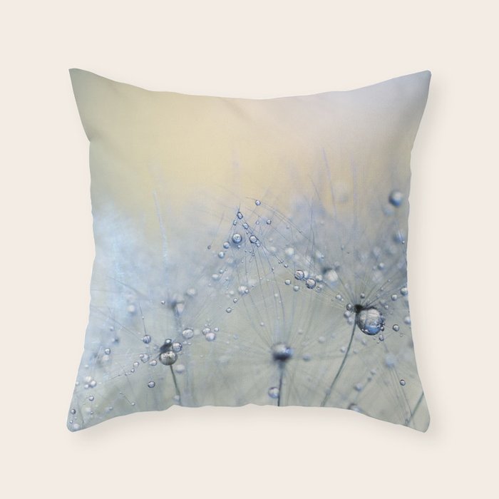flower photography - dandelion - pastel yellow baby blue floral Throw Pillow Gallery Image 1