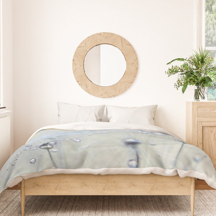flower photography - dandelion - pastel yellow baby blue floral Duvet Cover Gallery Image 3