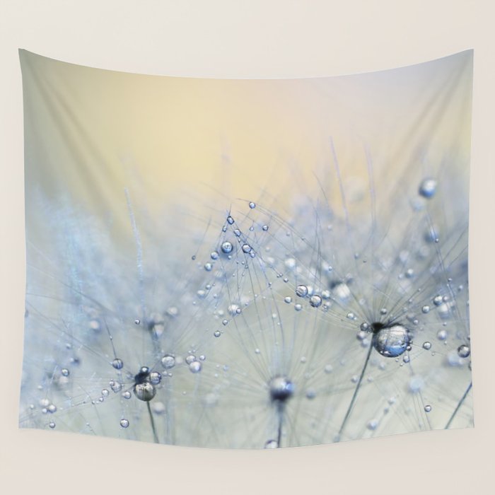 flower photography - dandelion - pastel yellow baby blue floral Wall Tapestry Gallery Image 4