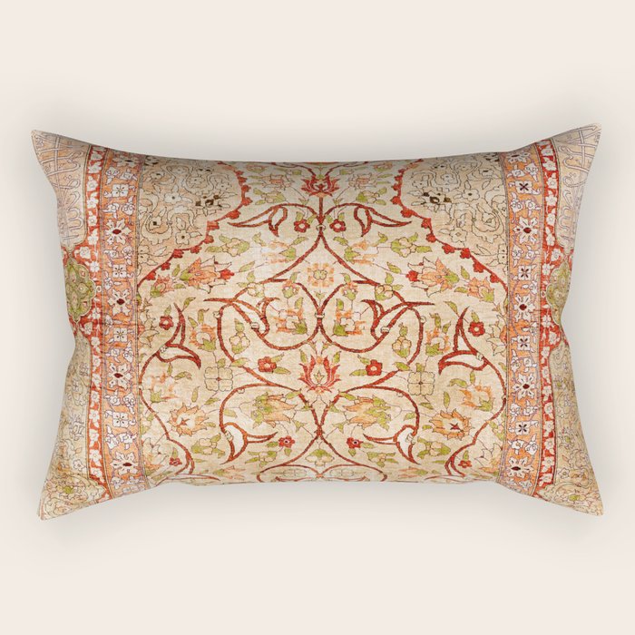 Hereke Northwest Anatolian Silk Rug Print Rectangular Pillow Gallery Image 2