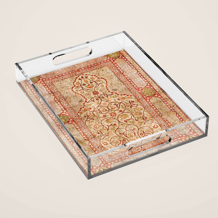 Hereke Northwest Anatolian Silk Rug Print Acrylic Tray Gallery Image 1