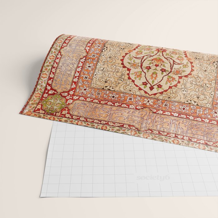 Hereke Northwest Anatolian Silk Rug Print Wrapping Paper Gallery Image 2