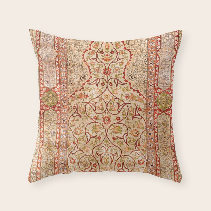 Hereke Northwest Anatolian Silk Rug Print Throw Pillow Gallery Image 6
