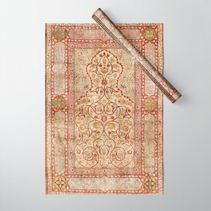 Hereke Northwest Anatolian Silk Rug Print Wrapping Paper Gallery Image 1