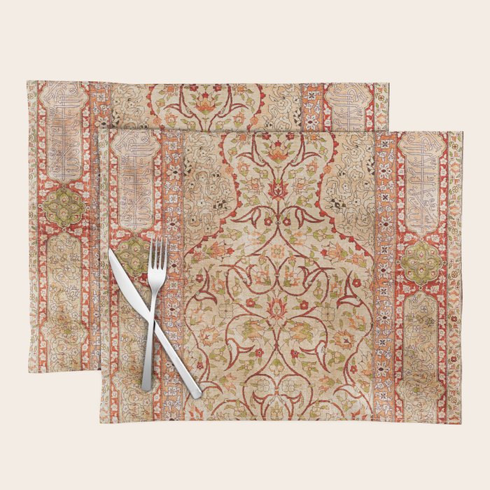 Hereke Northwest Anatolian Silk Rug Print Placemat Gallery Image 1