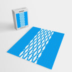 Fish Stripe 8 Blue and White Minimal Mid Century Modern Pattern Jigsaw Puzzle Gallery Image 2