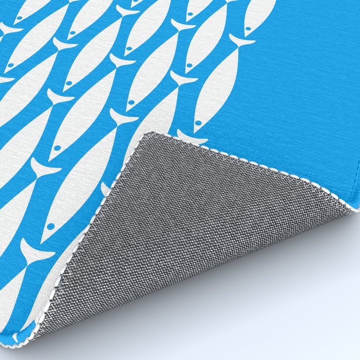 Fish Stripe 8 Blue and White Minimal Mid Century Modern Pattern Rug Gallery Image 4