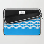 Fish Stripe 8 Blue and White Minimal Mid Century Modern Pattern Laptop Sleeve Gallery Image 2