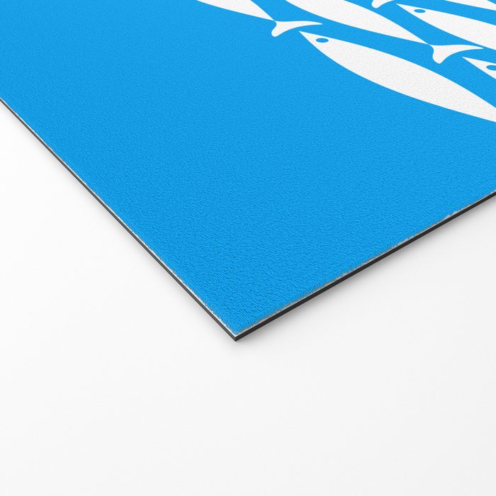 Fish Stripe 8 Blue and White Minimal Mid Century Modern Pattern Welcome Mat Gallery Image 2