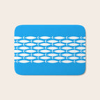 Fish Stripe 8 Blue and White Minimal Mid Century Modern Pattern Bath Mat Gallery Image 1