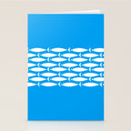 Fish Stripe 8 Blue and White Minimal Mid Century Modern Pattern Stationery Card Gallery Image 2