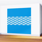 Fish Stripe 8 Blue and White Minimal Mid Century Modern Pattern Wall Mural Gallery Image 2