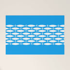 Fish Stripe 8 Blue and White Minimal Mid Century Modern Pattern Welcome Mat Gallery Image 1