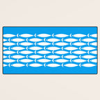 Fish Stripe 8 Blue and White Minimal Mid Century Modern Pattern Desk Mat Gallery Image 3