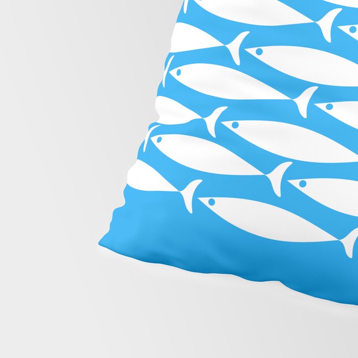 Fish Stripe 8 Blue and White Minimal Mid Century Modern Pattern Pillow Sham Gallery Image 4
