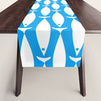 Fish Stripe 8 Blue and White Minimal Mid Century Modern Pattern Table Runner Gallery Image 1