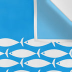 Fish Stripe 8 Blue and White Minimal Mid Century Modern Pattern Wall Tapestry Gallery Image 3