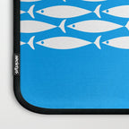 Fish Stripe 8 Blue and White Minimal Mid Century Modern Pattern Laptop Sleeve Gallery Image 3