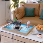 Fish Stripe 8 Blue and White Minimal Mid Century Modern Pattern Serving Tray Gallery Image 2