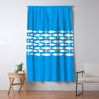 Fish Stripe 8 Blue and White Minimal Mid Century Modern Pattern Window Curtain Gallery Image 5