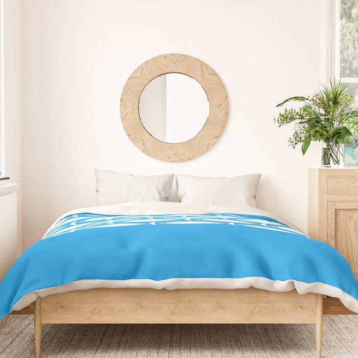 Fish Stripe 8 Blue and White Minimal Mid Century Modern Pattern Duvet Cover Gallery Image 3