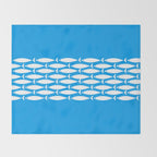 Fish Stripe 8 Blue and White Minimal Mid Century Modern Pattern Throw Blanket Gallery Image 2