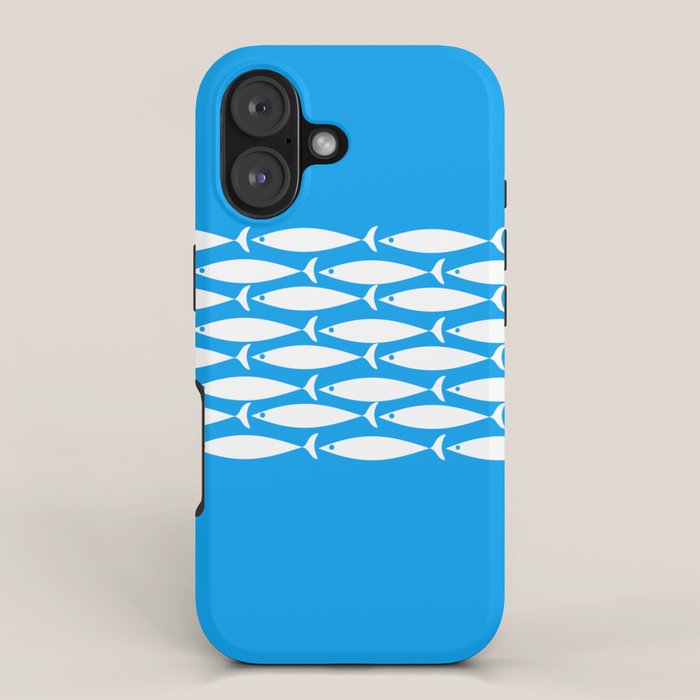 Fish Stripe 8 Blue and White Minimal Mid Century Modern Pattern iPhone Case Gallery Image 1