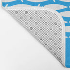 Fish Stripe 8 Blue and White Minimal Mid Century Modern Pattern Bath Mat Gallery Image 2