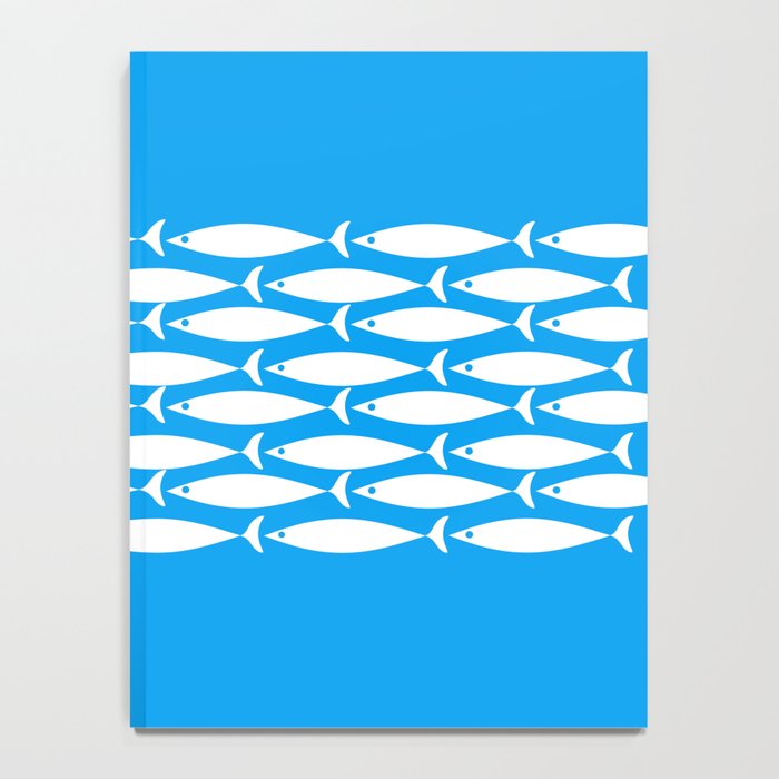 Fish Stripe 8 Blue and White Minimal Mid Century Modern Pattern Notebook Gallery Image 4