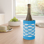Fish Stripe 8 Blue and White Minimal Mid Century Modern Pattern Wine Chiller Gallery Image 4