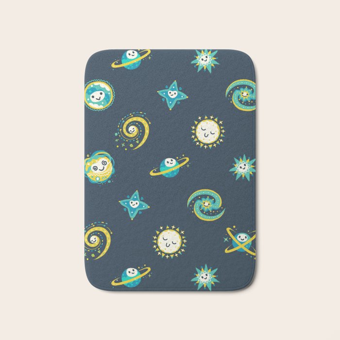 Pastel space pattern - dark Bath Mat Gallery Image 1