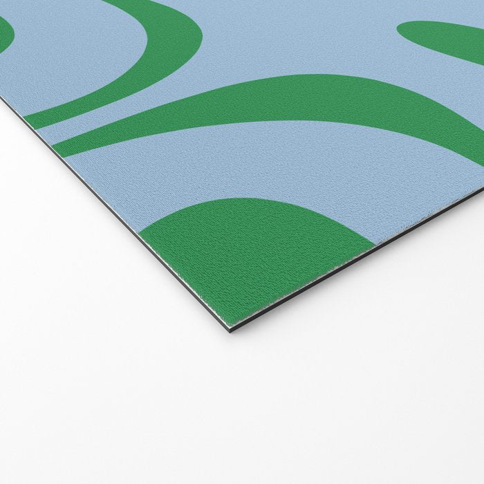 Modern Retro Liquid Swirl Abstract Pattern in Green and Light Blue Welcome Mat Gallery Image 2