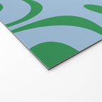 Modern Retro Liquid Swirl Abstract Pattern in Green and Light Blue Welcome Mat Gallery Image 2