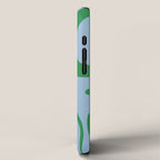 Modern Retro Liquid Swirl Abstract Pattern in Green and Light Blue iPhone Case Gallery Image 2