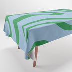 Modern Retro Liquid Swirl Abstract Pattern in Green and Light Blue Tablecloth Gallery Image 1