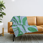 Modern Retro Liquid Swirl Abstract Pattern in Green and Light Blue Throw Blanket Gallery Image 1
