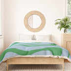 Modern Retro Liquid Swirl Abstract Pattern in Green and Light Blue Duvet Cover Gallery Image 3