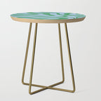 Modern Retro Liquid Swirl Abstract Pattern in Green and Light Blue Side Table Gallery Image 1