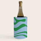 Modern Retro Liquid Swirl Abstract Pattern in Green and Light Blue Wine Chiller Gallery Image 2