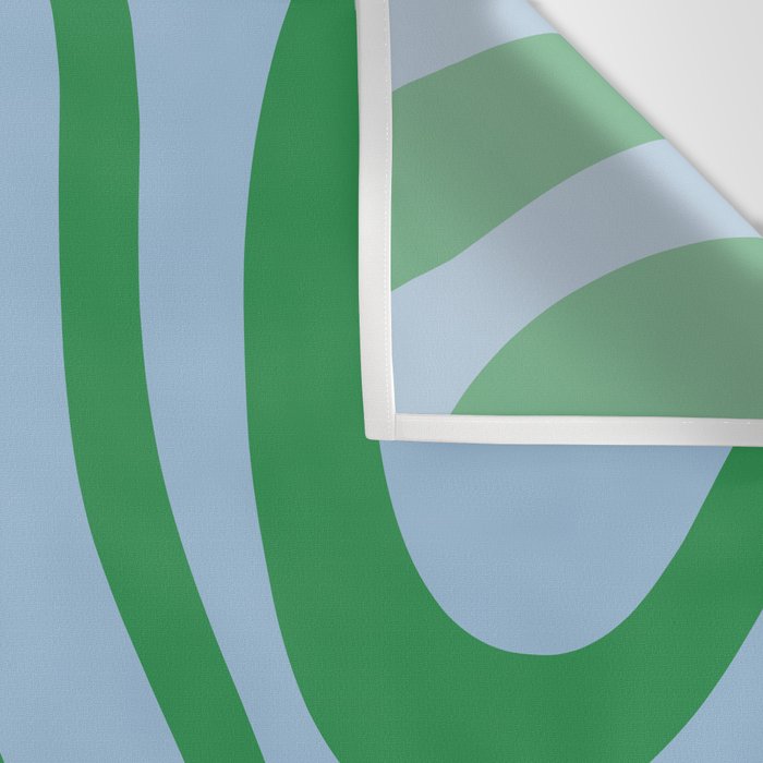 Modern Retro Liquid Swirl Abstract Pattern in Green and Light Blue Wall Tapestry Gallery Image 3