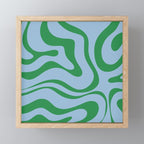 Modern Retro Liquid Swirl Abstract Pattern in Green and Light Blue Mini Art Print Gallery Image 1