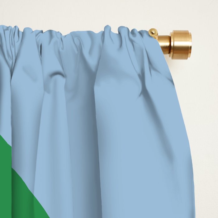 Modern Retro Liquid Swirl Abstract Pattern in Green and Light Blue Window Curtain Gallery Image 2