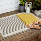 Yellow Lemon Square Stripes Mid Century Modern Minimalist Rothko Inspired Colourfield Stripes Outdoor Rug Gallery Image 2