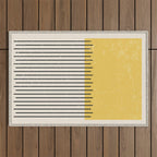 Yellow Lemon Square Stripes Mid Century Modern Minimalist Rothko Inspired Colourfield Stripes Outdoor Rug Gallery Image 1