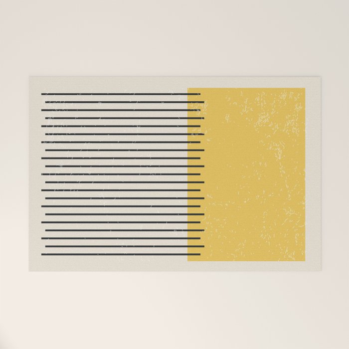 Yellow Lemon Square Stripes Mid Century Modern Minimalist Rothko Inspired Colourfield Stripes Welcome Mat Gallery Image 1