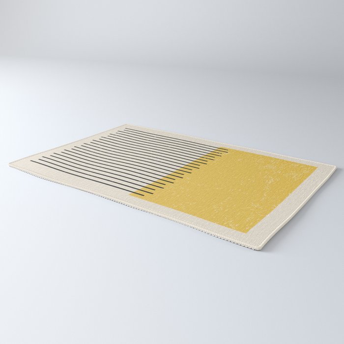 Yellow Lemon Square Stripes Mid Century Modern Minimalist Rothko Inspired Colourfield Stripes Rug Gallery Image 3