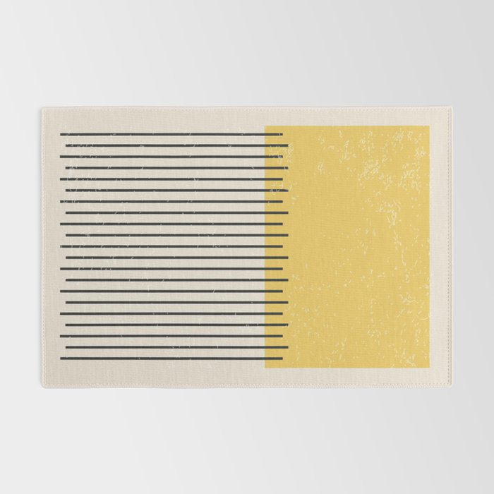 Yellow Lemon Square Stripes Mid Century Modern Minimalist Rothko Inspired Colourfield Stripes Rug Gallery Image 2
